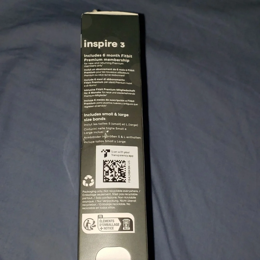 New NIB Fitbit Inspire 3 health fitness tracker watch pedometer Black Un…